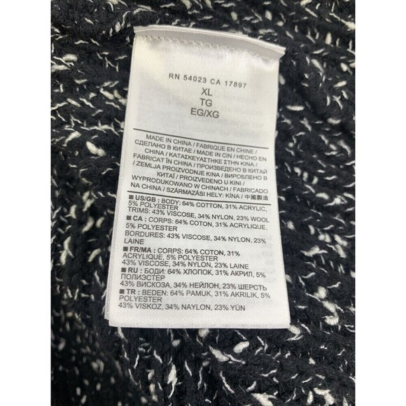 Banana Republic Full Zip Cardigan Sweater Tunic Black White Speckled Womens XL - Picture 10 of 13